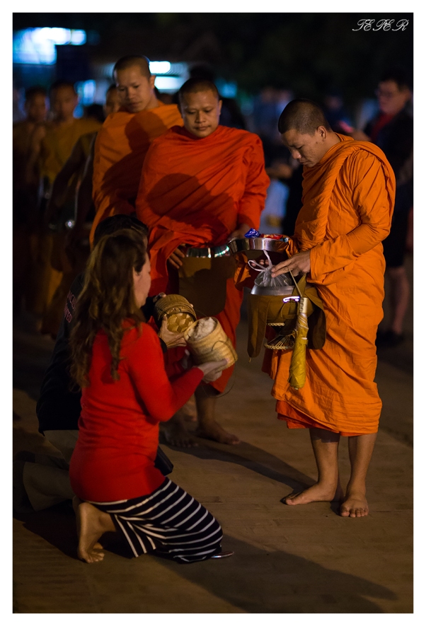 The feeding of the Monks. Luang Prabang, Laos 5D Mark III | 85mm 1.2L II | iso 3200